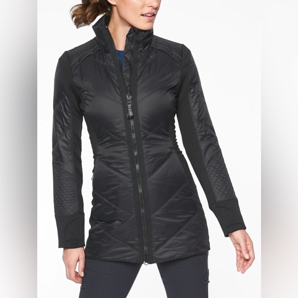 Athleta Black Quilted Puffer Jacket PrimaLoft Size XS